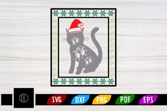 Christmas Lights Cat Svg Design