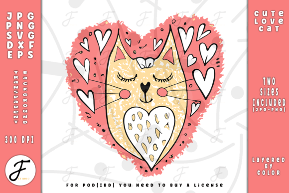 Cute Love Cat Layered Vector Cat