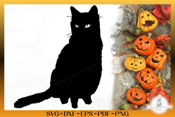 Halloween Black Cat Silhouette SVG