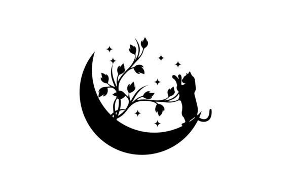 Magic Moon Cat Svg Design